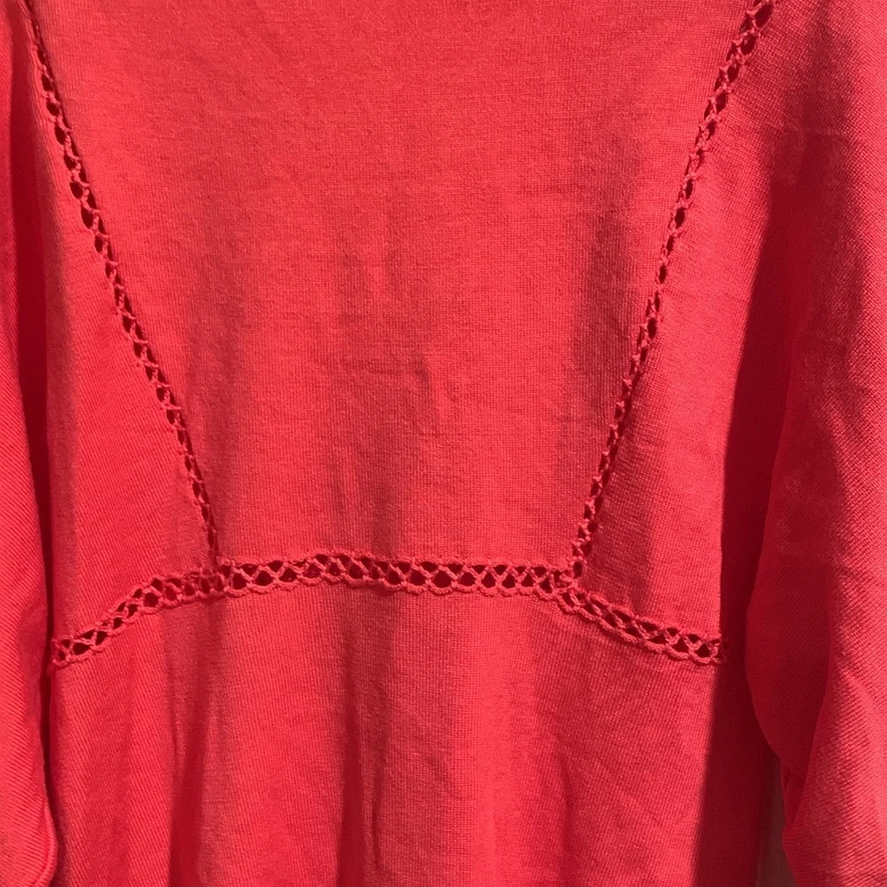 Boston Proper Coral Crochet Accented Lightweight Sweater - Picture 6 of 10